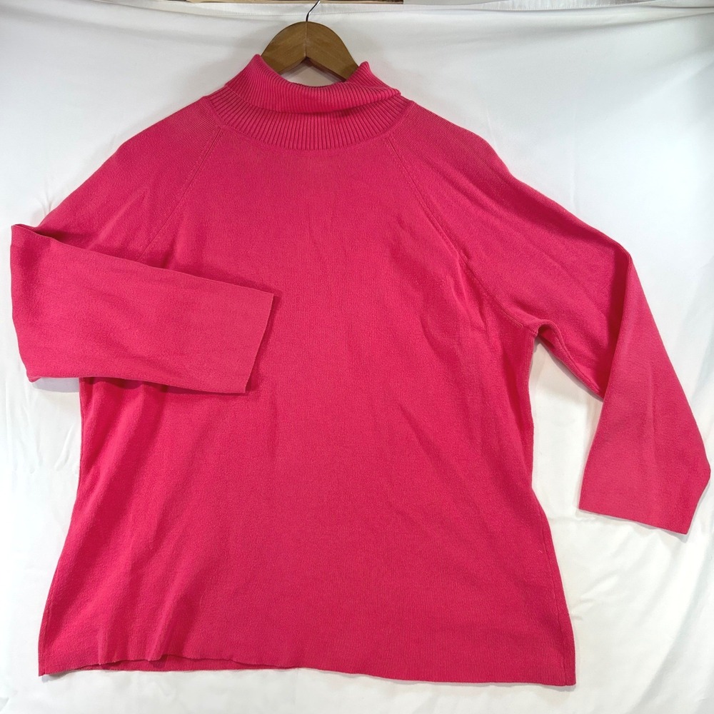 VTG Modest Talbots Preppy Pink Turtleneck Sweater XL Workwear Layering Comfort